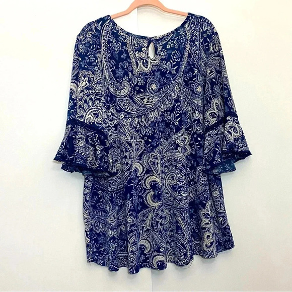 Roommates women’s blue paisley floral lightweight flowy cottagecore  boho top 3X - Picture 4 of 8